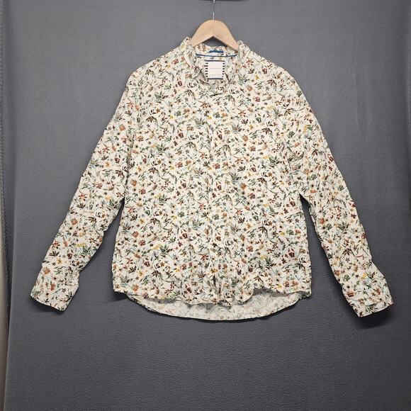 Porter & Ash Shirt Mens XL White Floral Button Down Long Sleeve Cotton Preppy - Picture 1 of 12
